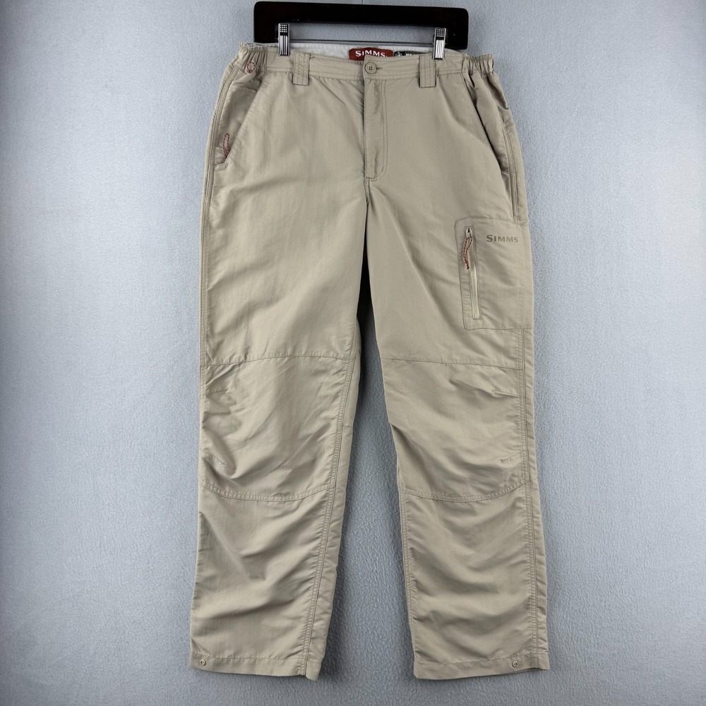 Simms Fishing Pants Mens Large 33x29 Beige Lightweight Nylon Outdoor CORE